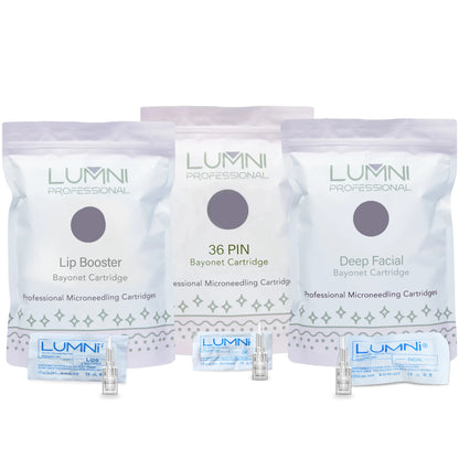 LUMNi Microneedling Cartridge Sampler – Facial, Lip & 36-Pin Tips (3-Pack Trial)