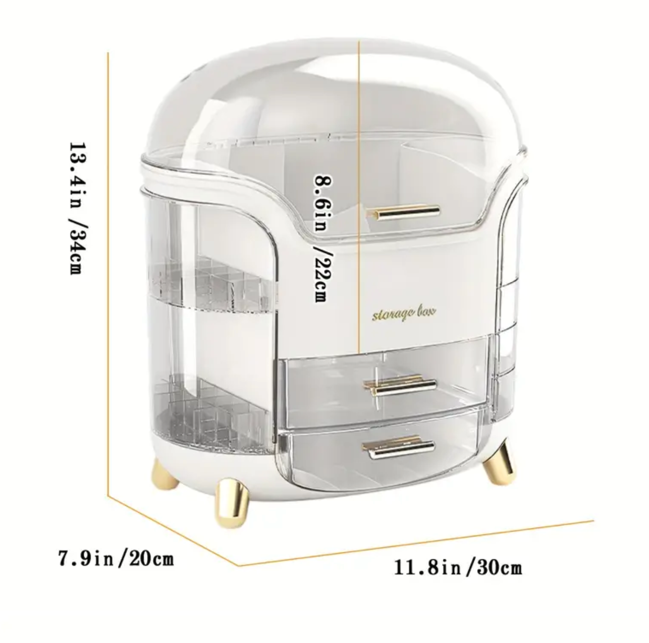 Cosmetics Organizer Box for Countertop with Lid & Drawers