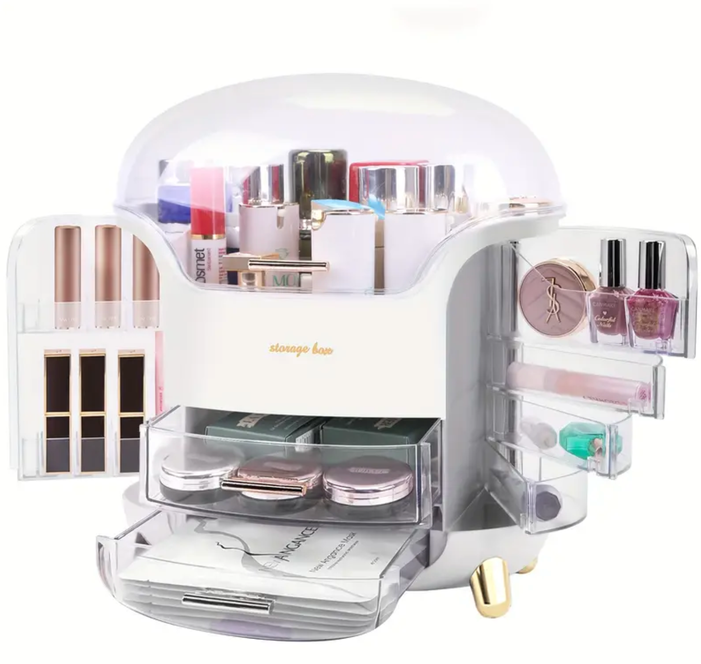 Cosmetics Organizer Box for Countertop with Lid & Drawers